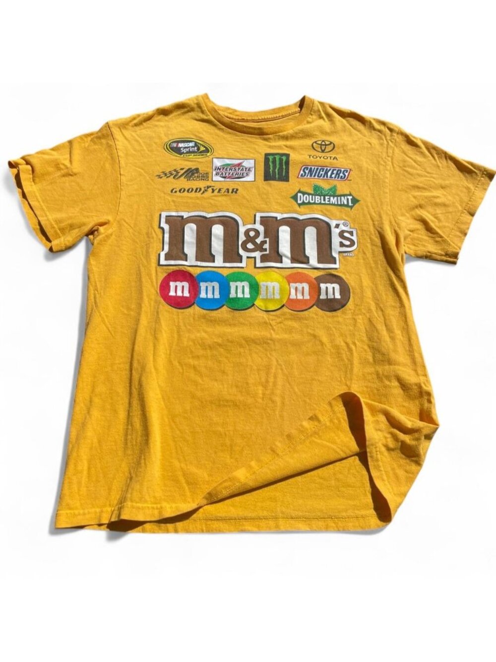 NASCAR Kyle Busch M&M's Racing T-Shirt with M&M's logo and colourful candies